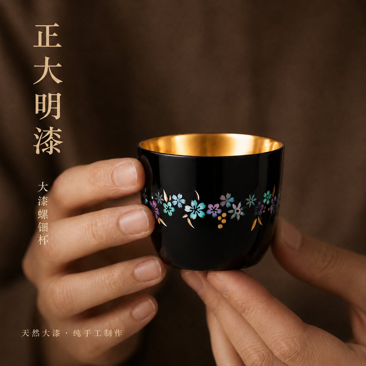 大漆螺钿茶杯